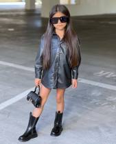Kids Girls Fashion PU Leather Coats GYMF-YM069
