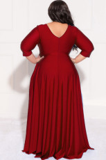 Plus Size Solid 3/4 Sleeve Big Swing Maxi Dress LDS-3313