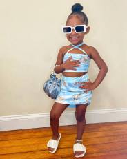 Kids Girls Print Short Skirt Set GYMF-YM074