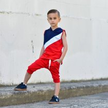 Kids Sleeveless Colorblock Hooded Sports Casual Set GYMF-YM045