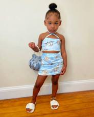 Kids Girls Print Short Skirt Set GYMF-YM074