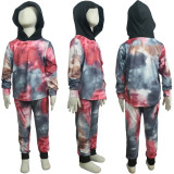 Kids Tie-dye Hooded Two Piece Pants Set GYMF-YM020
