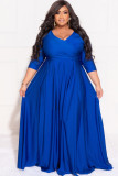 Plus Size Solid 3/4 Sleeve Big Swing Maxi Dress LDS-3313