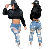 Fashion All-match Ripped Straight Denim Pants HSF-2624