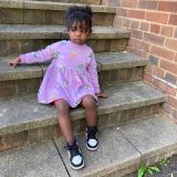 Kids Girls Cute Printed Long Sleeve Round Neck Dress GYMF-YM058