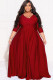 Plus Size Solid 3/4 Sleeve Big Swing Maxi Dress LDS-3313