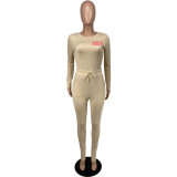 Letter Print Long Sleeve And Pants 2 Piece Set CXLF-8080