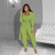Plus Size Solid Vest+Pants+Long Sleeve Coat 3 Piece Sets ZDF-31238