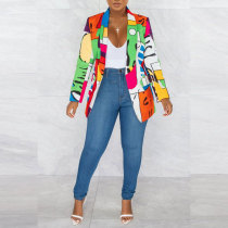 Plus Size Fashion Casual Printed Blazer NY-10248