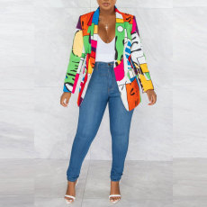 Plus Size Fashion Casual Printed Blazer NY-10248
