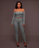 Sexy Ribbed Off Shoulder Two Piece Pants Sets TE-4469