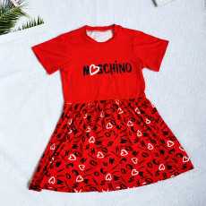 Kids Girls Print Short Sleeve Dress GYMF-YM052
