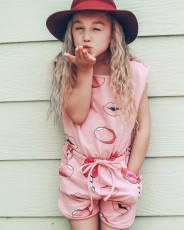 Kids Girls Fashion Print Sleeveless Rompers GYMF-YM040 