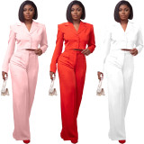 Solid Blazer Coat And Pants Two Piece Sets OMY-81054