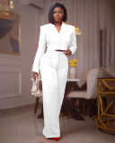 Solid Blazer Coat And Pants Two Piece Sets OMY-81054