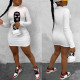 Round Neck Long Sleeve Print Dress JZHF-8120