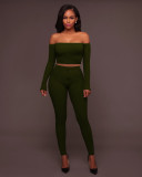 Sexy Ribbed Off Shoulder Two Piece Pants Sets TE-4469