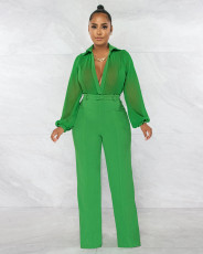 Fashion Chiffon Splice Long Sleeve Jumpsuit ME-8199