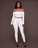 Sexy Ribbed Off Shoulder Two Piece Pants Sets TE-4469