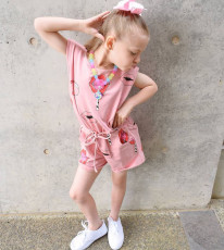 Kids Girls Fashion Print Sleeveless Rompers GYMF-YM040 