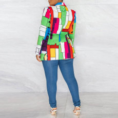 Plus Size Fashion Casual Printed Blazer NY-10248