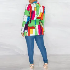 Plus Size Fashion Casual Printed Blazer NY-10248