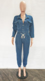 Plus Size Denim 3/4 Sleeve Jeans Jumpsuit LX-7502