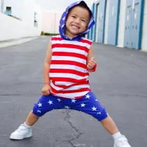 Kids Printed Sleeveless Hooded Two Piece Set GYMF-YM026