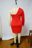 Plus Size Sexy One Shoulder Bodycon Dress NNWF-7629