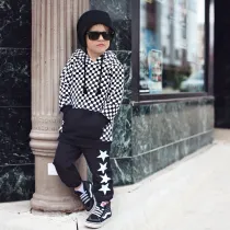 Kids Plaid Print Long Sleeve Hooded Pullover Sweatshirt GYMF-YM055