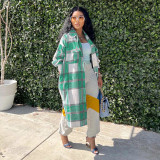 Classic Plaid Print Long Sleeve Coat SH-390410