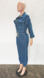 Plus Size Denim 3/4 Sleeve Jeans Jumpsuit LX-7502
