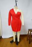 Plus Size Sexy One Shoulder Bodycon Dress NNWF-7629