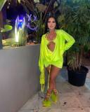 Sexy Bra+Long Sleeve Top+Mini Skirt 3 Piece Sets NIK-319