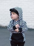 Kids Plaid Print Long Sleeve Hooded Pullover Sweatshirt GYMF-YM055