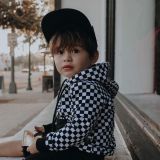 Kids Plaid Print Long Sleeve Hooded Pullover Sweatshirt GYMF-YM055