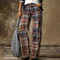 Casual Plaid Print Pants (Without Belt)MK-3132