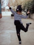 Kids Plaid Print Long Sleeve Hooded Pullover Sweatshirt GYMF-YM055