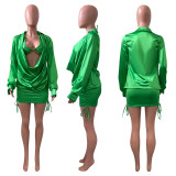 Sexy Bra+Long Sleeve Top+Mini Skirt 3 Piece Sets NIK-319