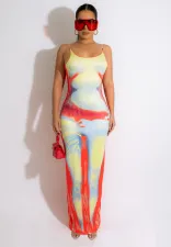 Sexy Printed Backless Spaghetti Strap Maxi Dress FENF-FE240