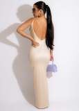 Sexy Printed Backless Spaghetti Strap Maxi Dress FENF-FE240
