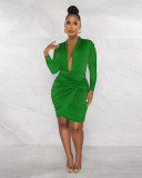 Sexy Deep V Neck Long Sleeve Bodycon Dress ME-8198