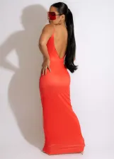 Sexy Printed Backless Spaghetti Strap Maxi Dress FENF-FE240