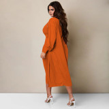 Solid Sling Midi Dress+Long Coat Two Piece Sets YF-10273