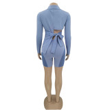 Sexy Blazer Coat+Mesh Patchwork Shorts 2 Piece Sets BN-9336