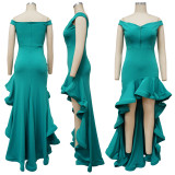Sexy V Neck Ruffled Mermaid Evening Dress YF-10238