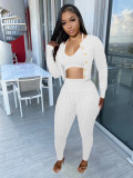 Solid Knit Vest Top+Short Coat+Pants 3 Piece Sets TR-1223