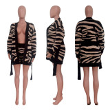 Casual Knit Sashes Sweater Coat+Shorts 2 Piece Sets TR-1222