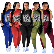 Plus Size Printed Two Piece Pants Sets TK-6256