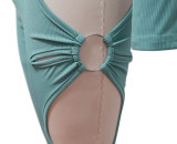 Solid Long Sleeve Hollow Pants Two Piece Set YF-9991